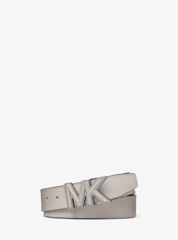 Panske Opasky Michael Kors Logo Buckle Leather Siva - Doplnky Michael Kors Sleva | ITKYL-5782